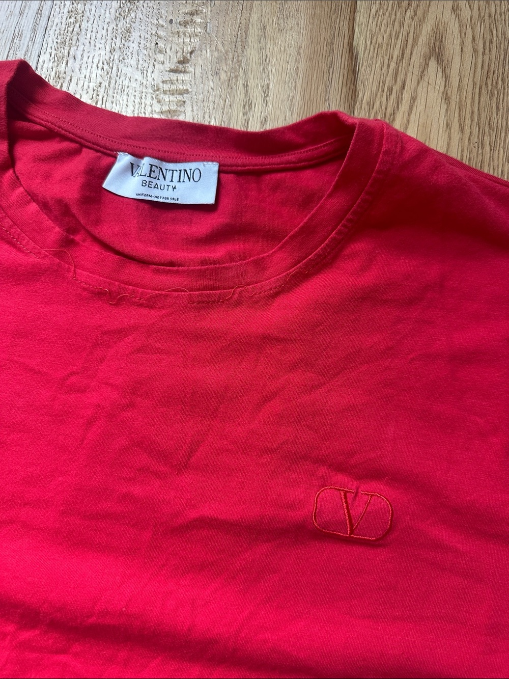 Valentino Bright Red Short Sleeve Tee with Embroidered Logo